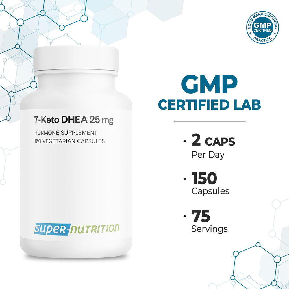 Packaging image featuring Supersmart 7-Keto DHEA vegan capsules for plant-based lifestyle