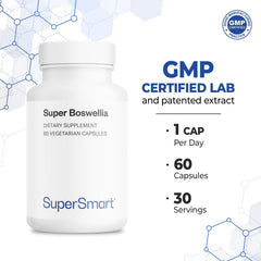 Back label on Supersmart Boswellia bottle showing details