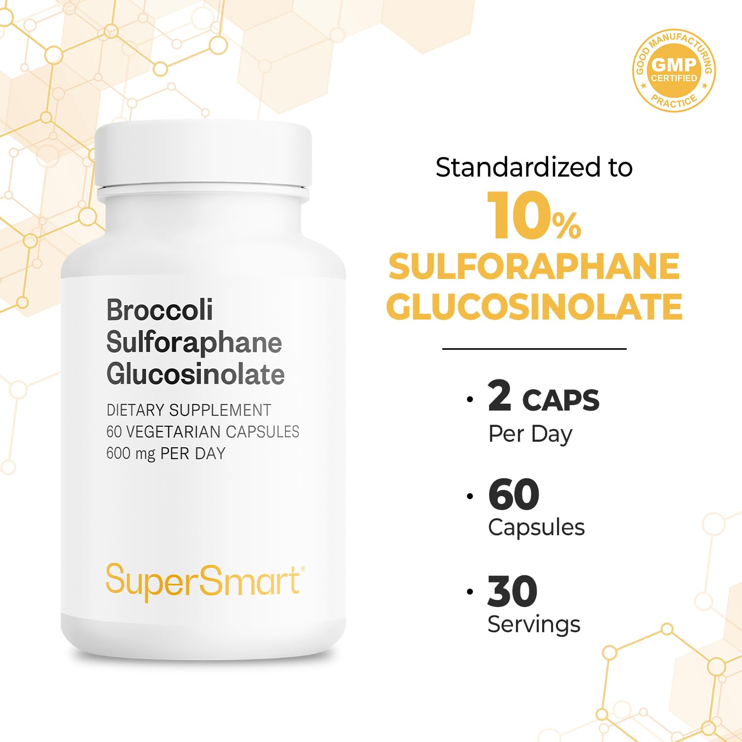 Supersmart broccoli sulforaphane enzyme illustration emphasizes myrosinase synergy.