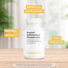 Supersmart broccoli sulforaphane label closeup showing standardized potency.