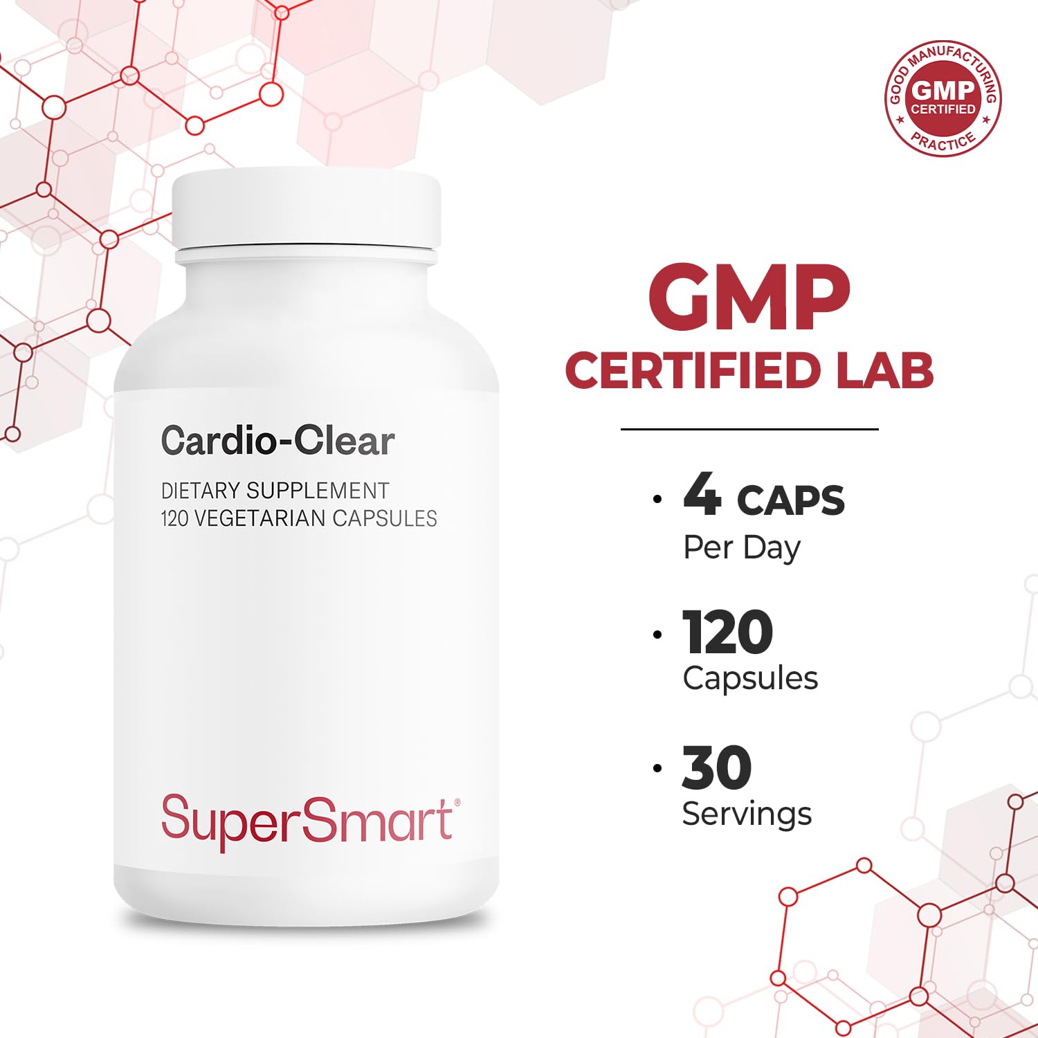 Supersmart Cardio Clear parsley extract detail on label supports natural balance.