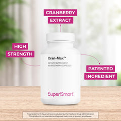 Cran-Max front label highlights patented cranberry extract and 7.2% proanthocyanidins