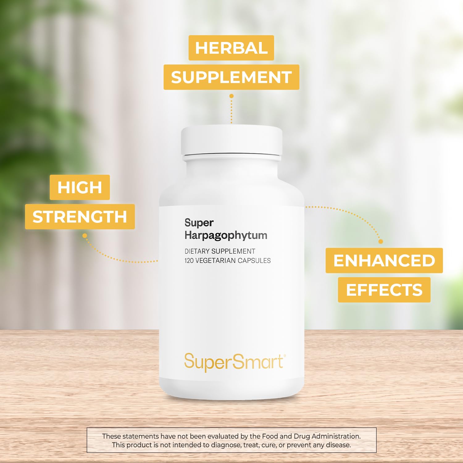 Supersmart Devils Claw root extract powder highlights plant base.