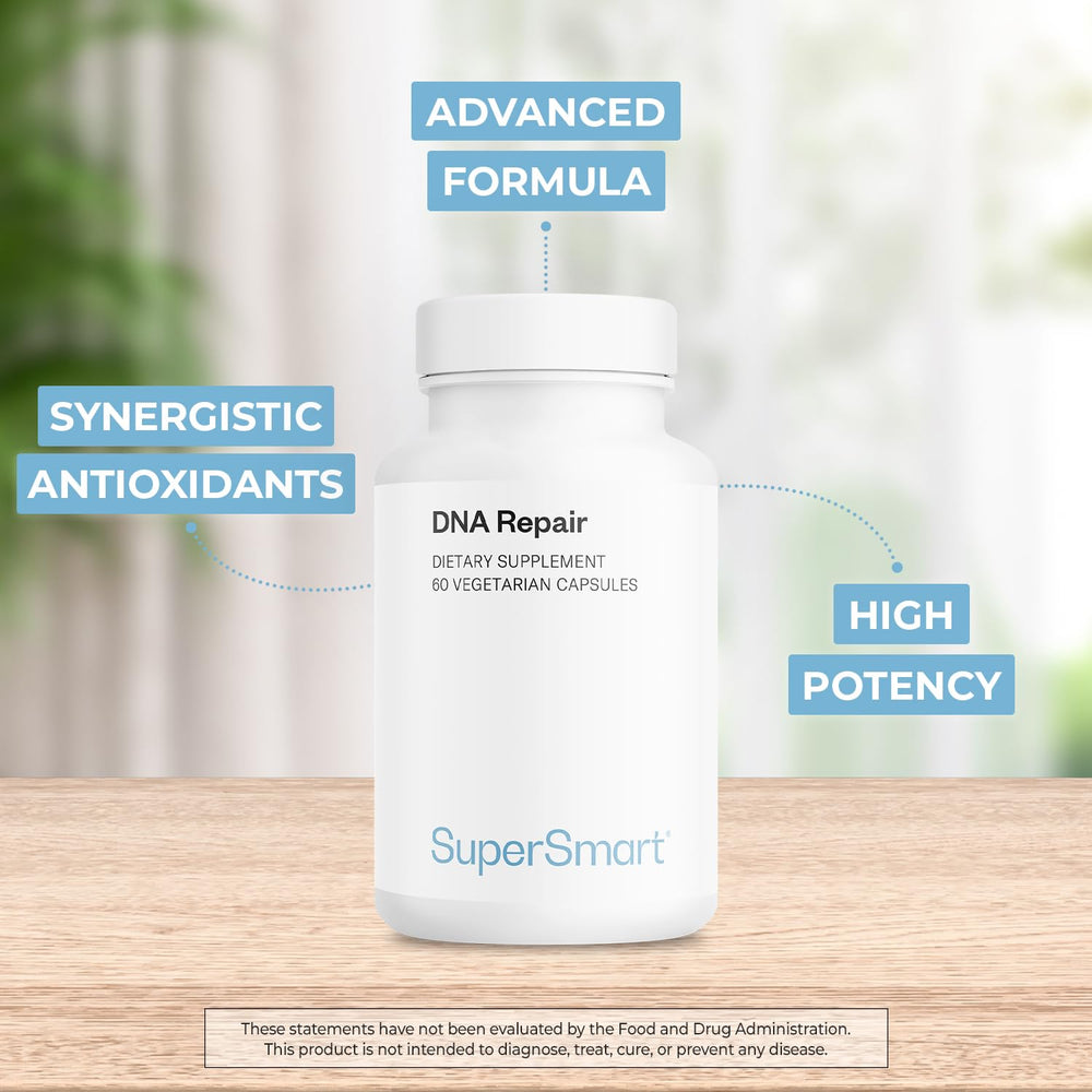 Supersmart DNA Repair vegetarian capsules offer plant-based convenience for easy swallowing.