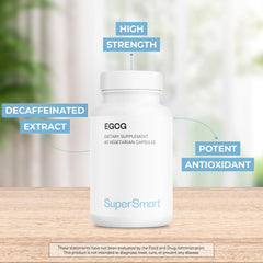 Closeup of Supersmart EGCG bottle and label.