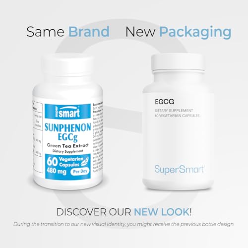 Supersmart EGCG capsules on white background for daily supplementation.