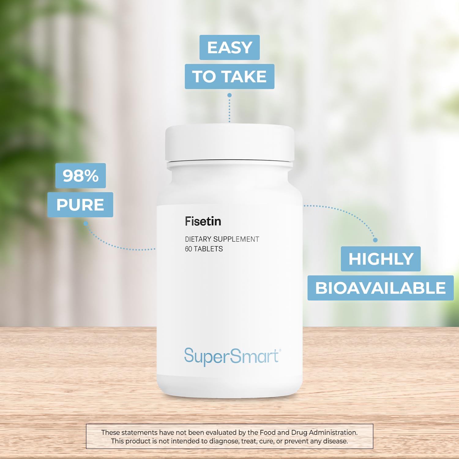 Supersmart Fisetin tablets ready for easy daily dosing.