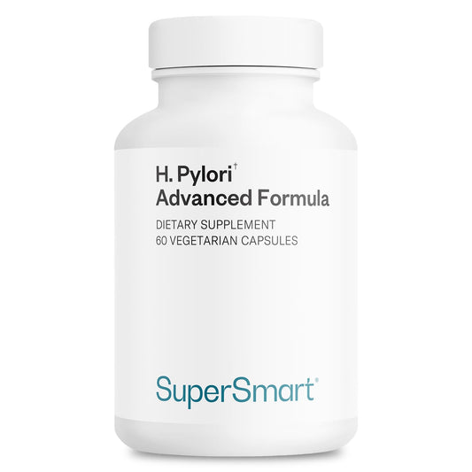 Supersmart H. Pylori Advanced Formula bottle with 60 vegetarian capsules for daily use.