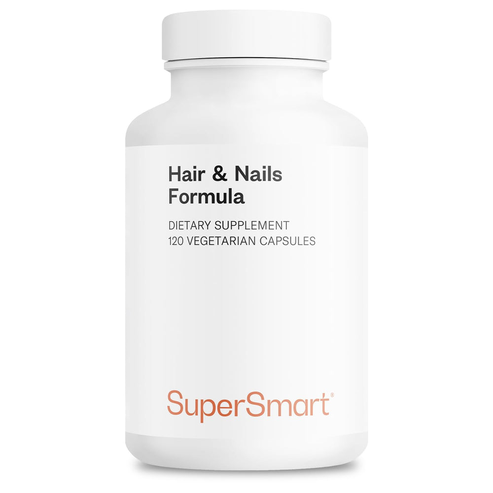 Supersmart Hair & Nails Formula bottle showing inner nutrition for hair and nails.