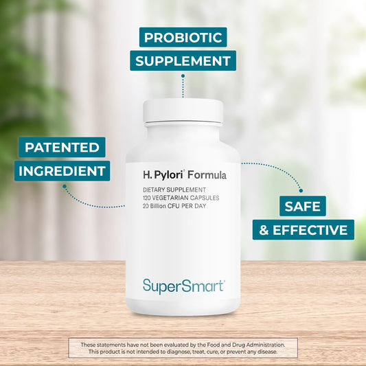 Supersmart H. Pylori Formula bottle cap close-up showing secure daily capsule handling.