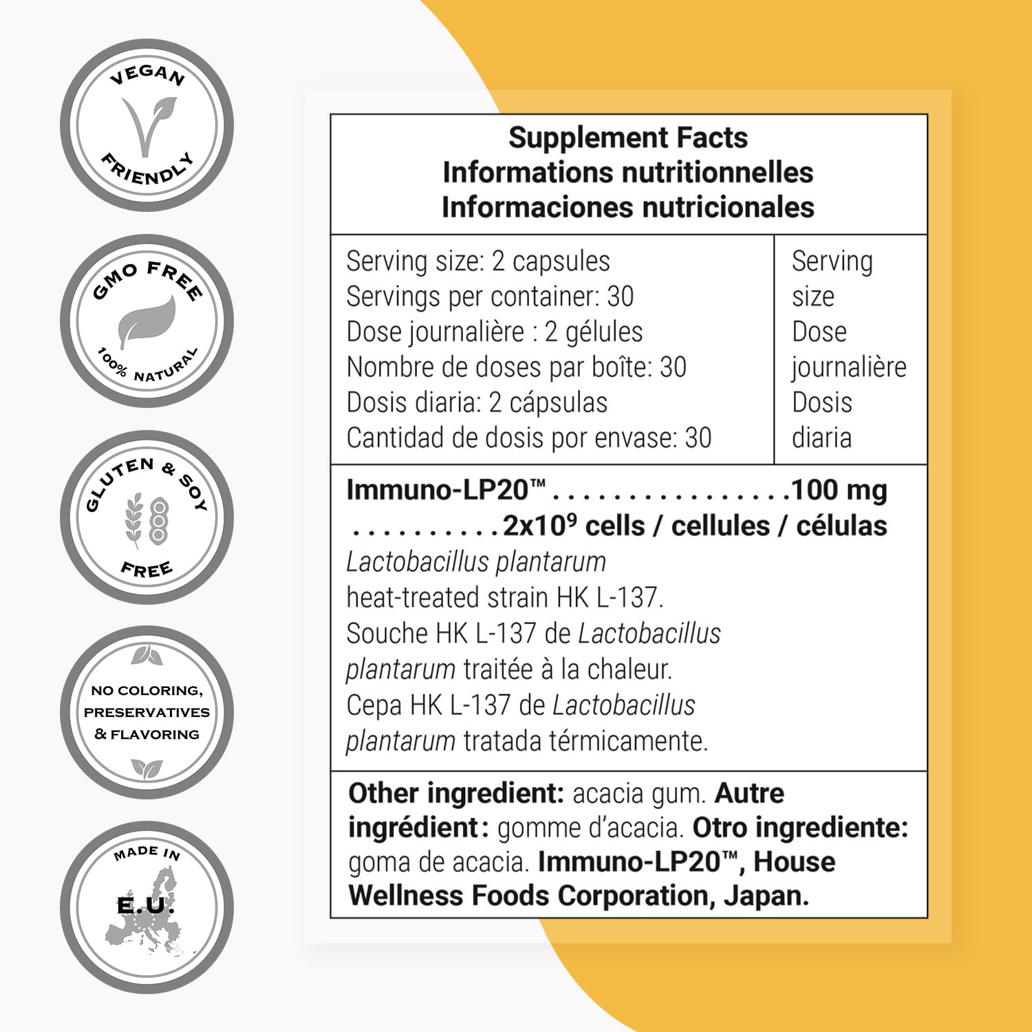 Supersmart Immuno-LP20 daily-dose illustration showing the two capsules