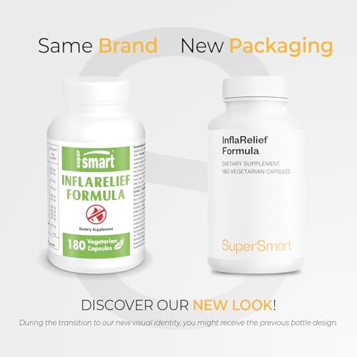 Supersmart InflaRelief capsules closeup highlights convenient vegetarian capsules.