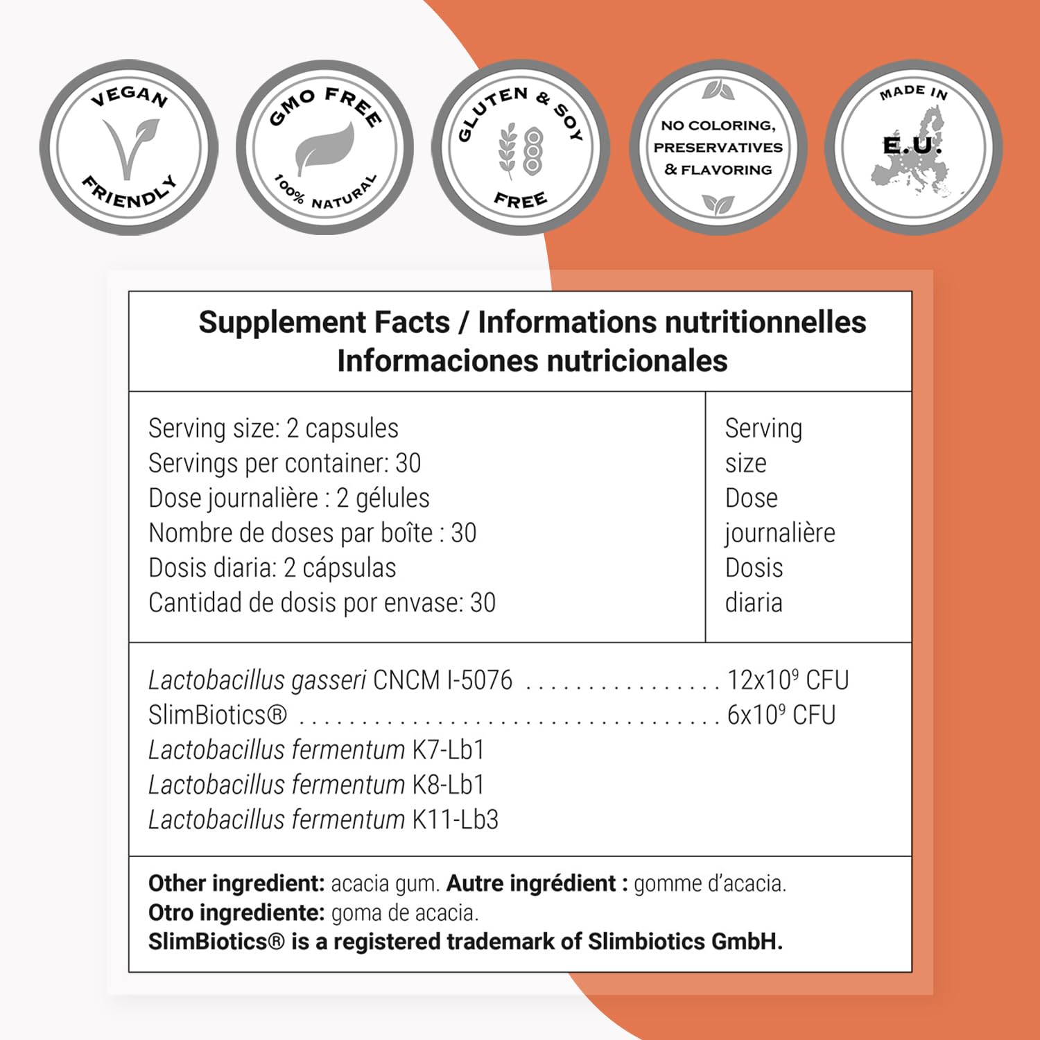 Product label highlights Lactobacillus gasseri CNCM I-5076 strain