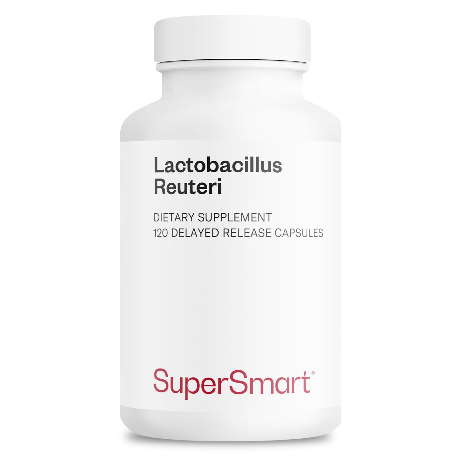 Supersmart Lactobacillus Reuteri 5B CFU capsules close-up highlighting dosage for daily gut balance
