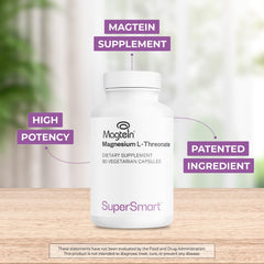 Supersmart Magtein capsules close-up showing vegan capsules