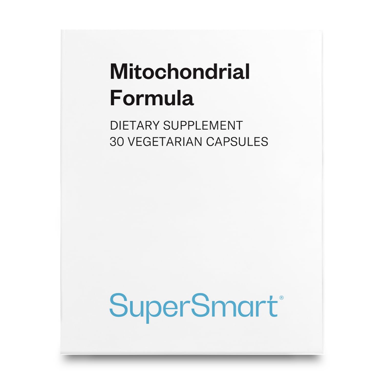 Supersmart Mitochondrial Formula advanced bottle with clean packaging and label.