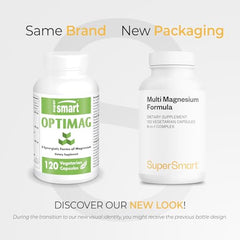 Supersmart capsules closeup highlights easy-to-swallow vegetarian capsules for daily magnesium intake.