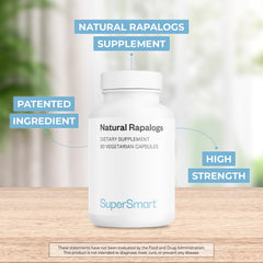 Closeup of Supersmart Natural Rapalogs capsules for vegetarian daily use.