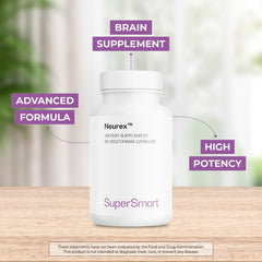 Front label of Supersmart Neurex highlighting non-GMO and gluten-free claims.