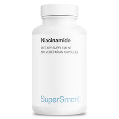 Supersmart Niacinamide capsules closeup, flush-free formulation for daily support.