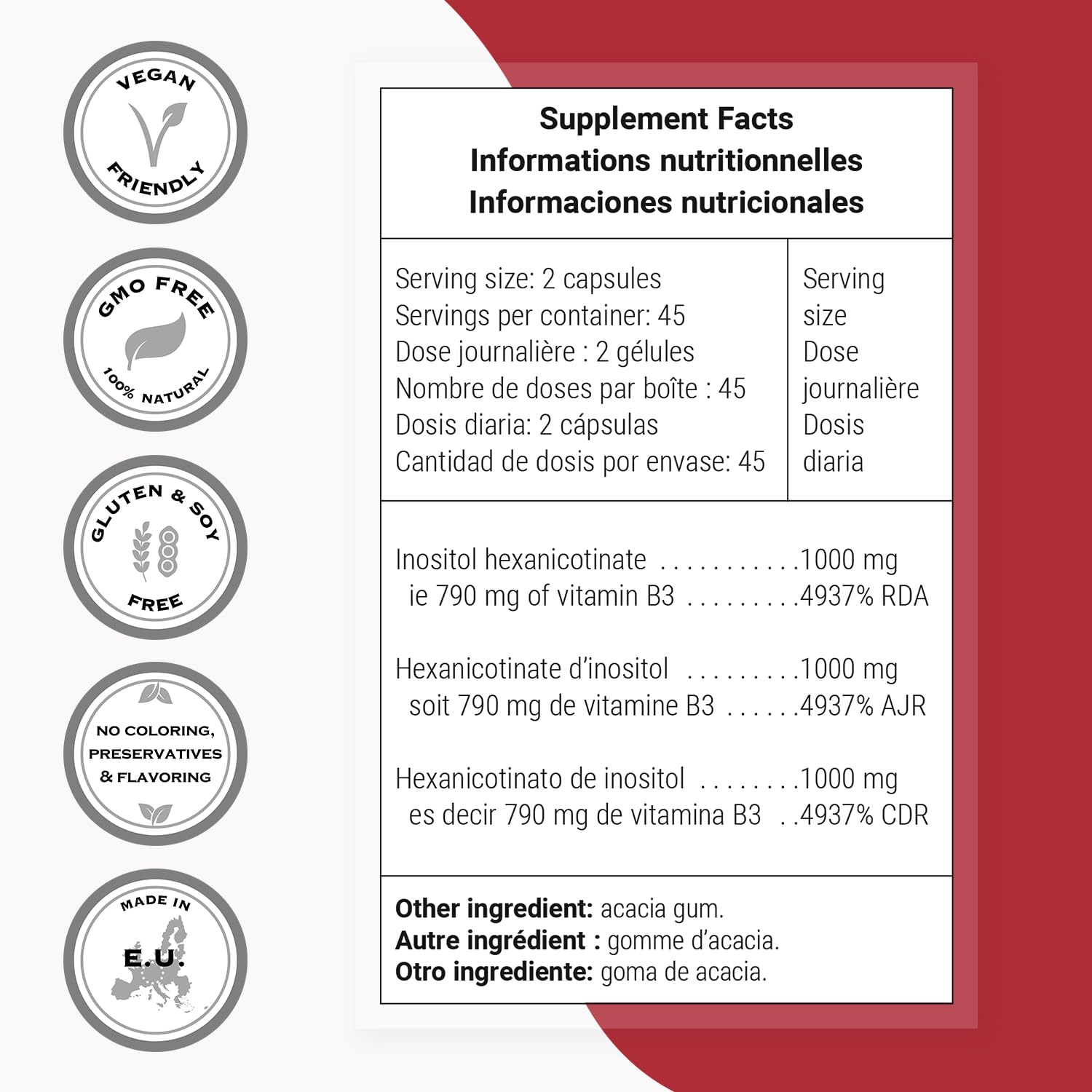 Vegan-friendly capsule icon indicating plant-based supplement option.