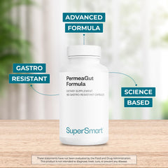 Supersmart PermeaGut capsules close-up with gastro-resistant coating.