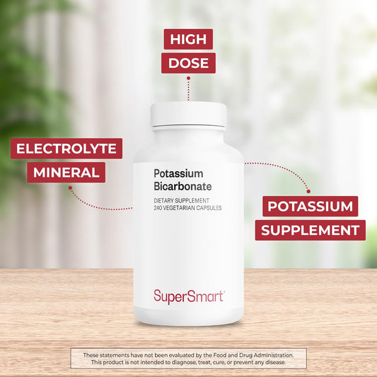 Supersmart Potassium Bicarbonate capsules close-up for convenient daily use.