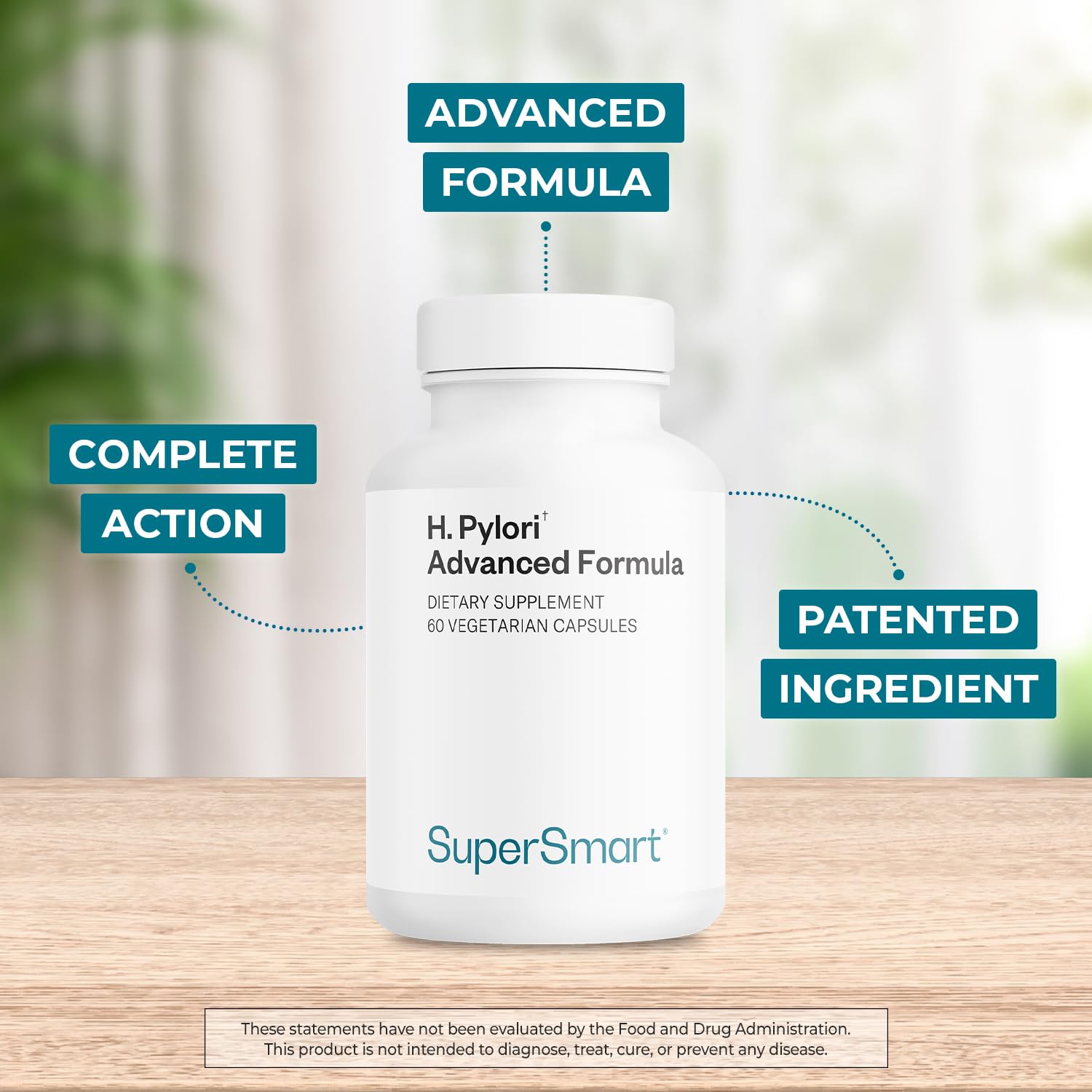 Patented Pylopass Lactobacillus reuteri DSM 17648 label on bottle.