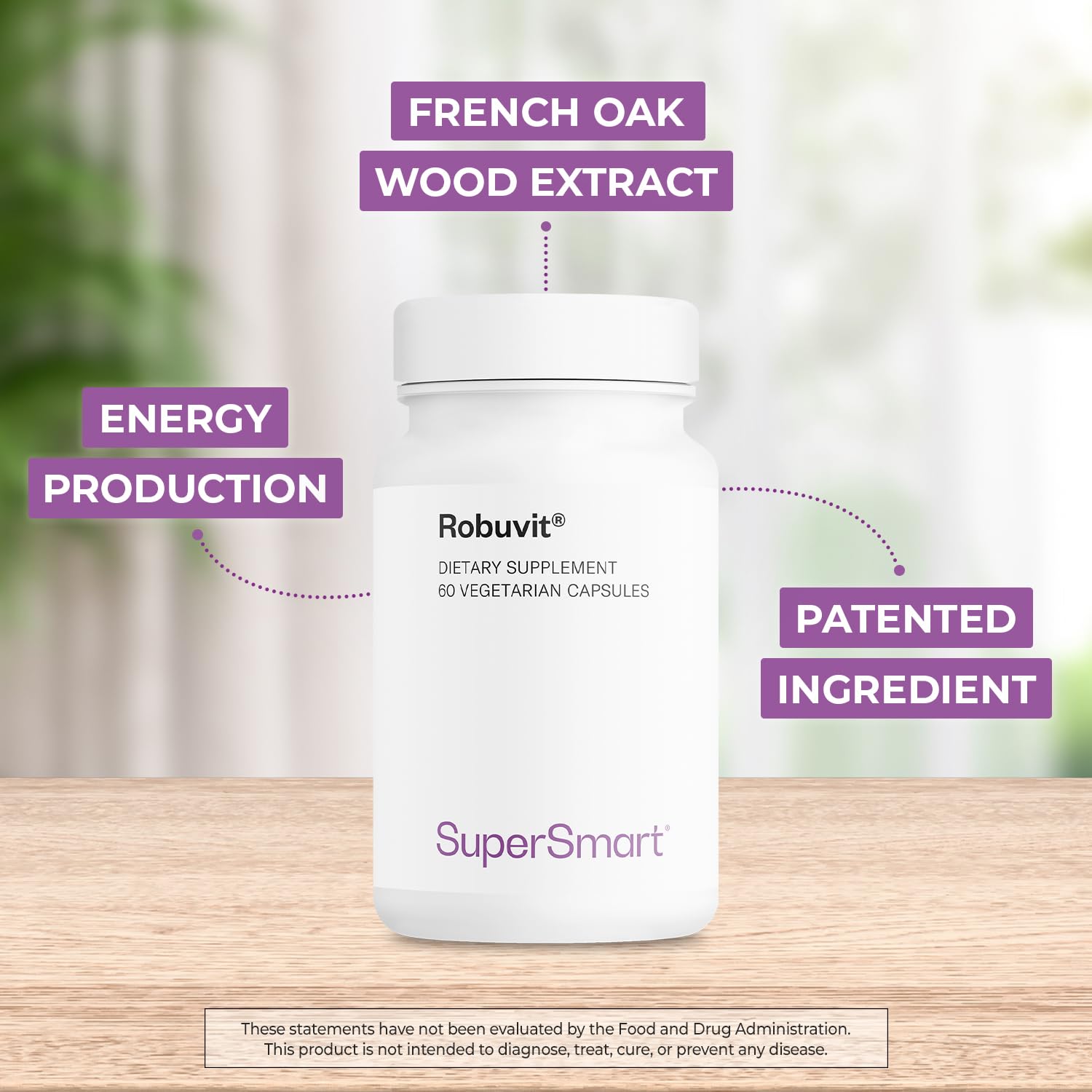 Supersmart Robuvit label close-up shows non-GMO and gluten-free details