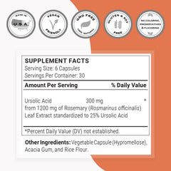 Supersmart rosemary leaf extract label with 25 percent ursolic acid standard