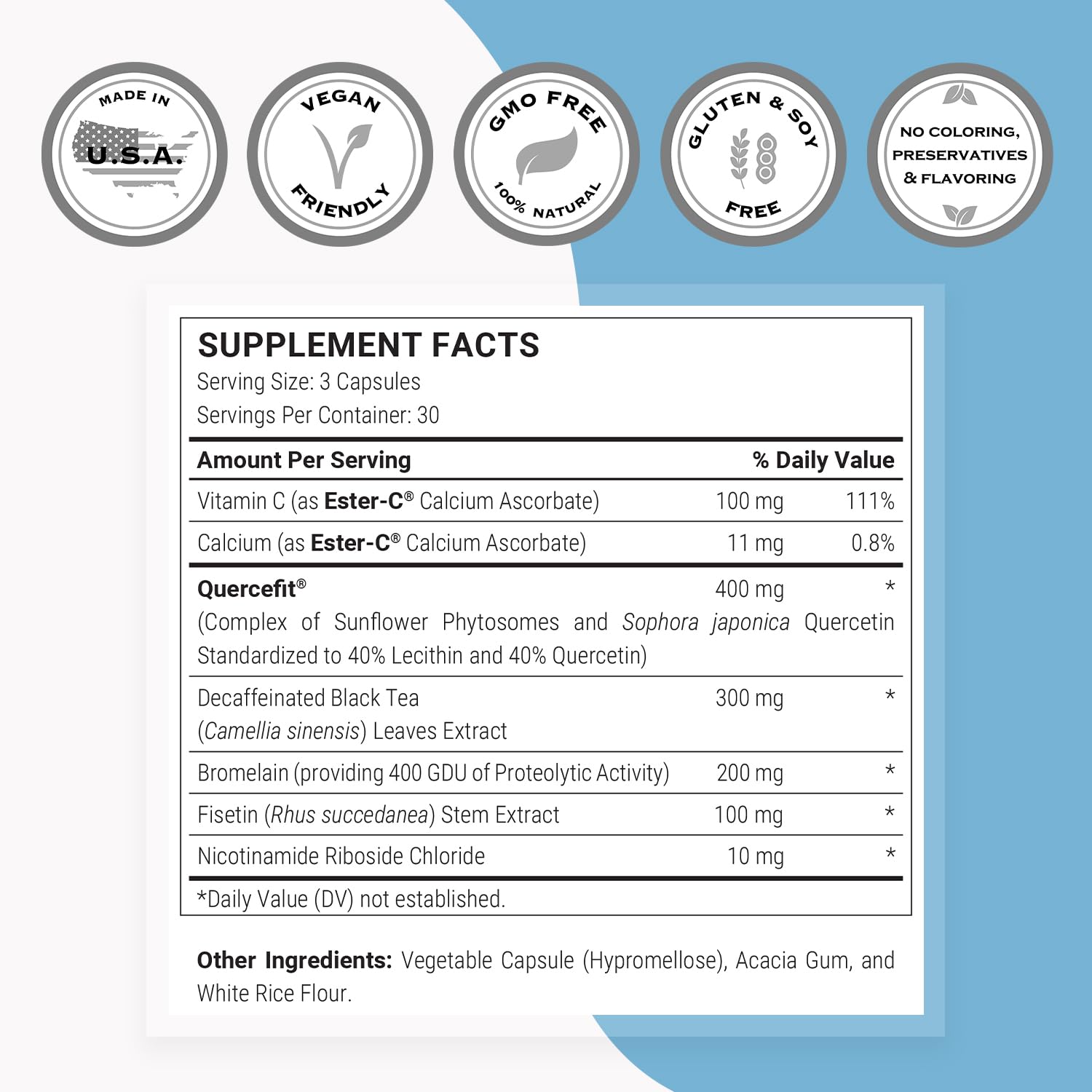 Supersmart Senolytic Complex capsules on slate show a modern, high-quality formula.