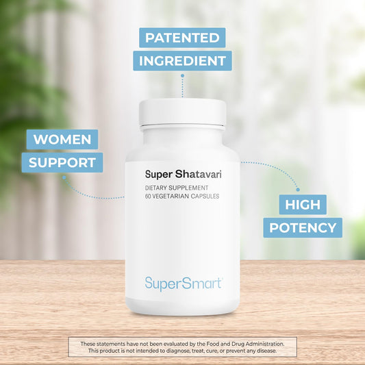 Close-up of Supersmart Shatavari bottle highlighting purity of Aspurus extract.