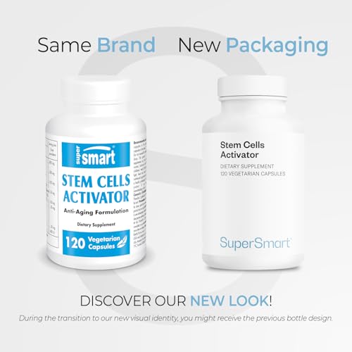 Supersmart Stem Cells Activator capsules closeup with a 4-capsule daily serving reminder.