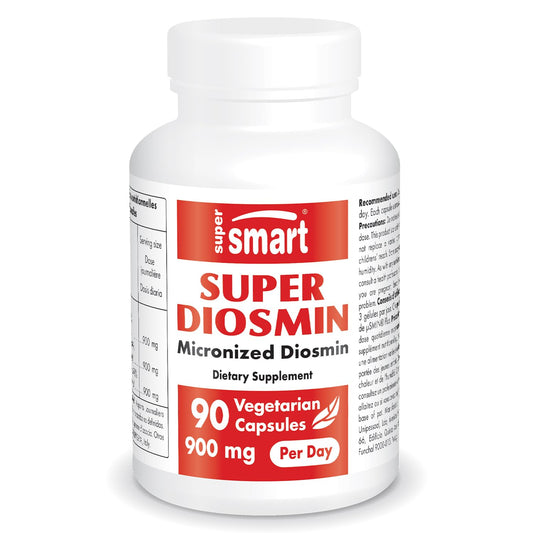 Supersmart Super Diosmin 900mg bottle front view with high-strength flavonoids.