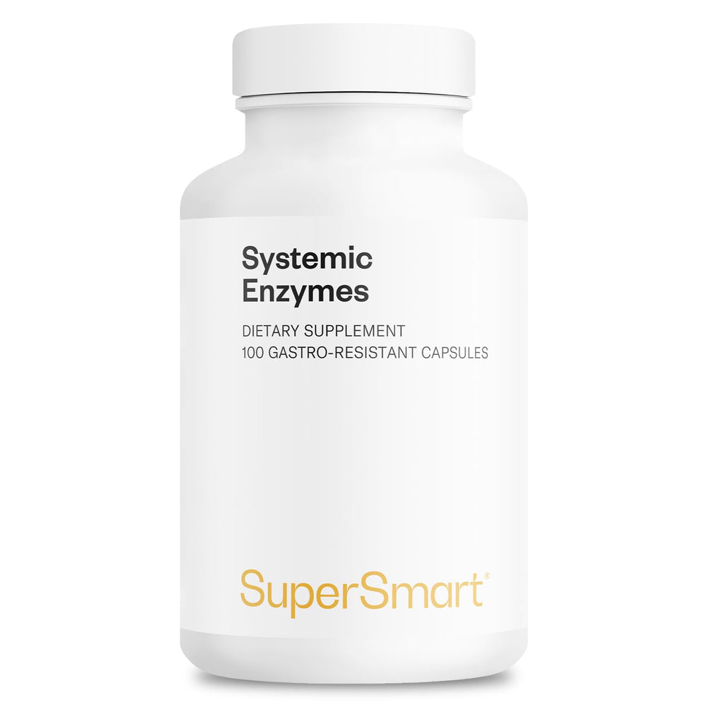 Supersmart Systemic Enzymes bottle shows the high potency formula for daily support.