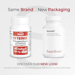 Supersmart Sytrinol softgel closeup shows smooth capsules for easy swallowing.