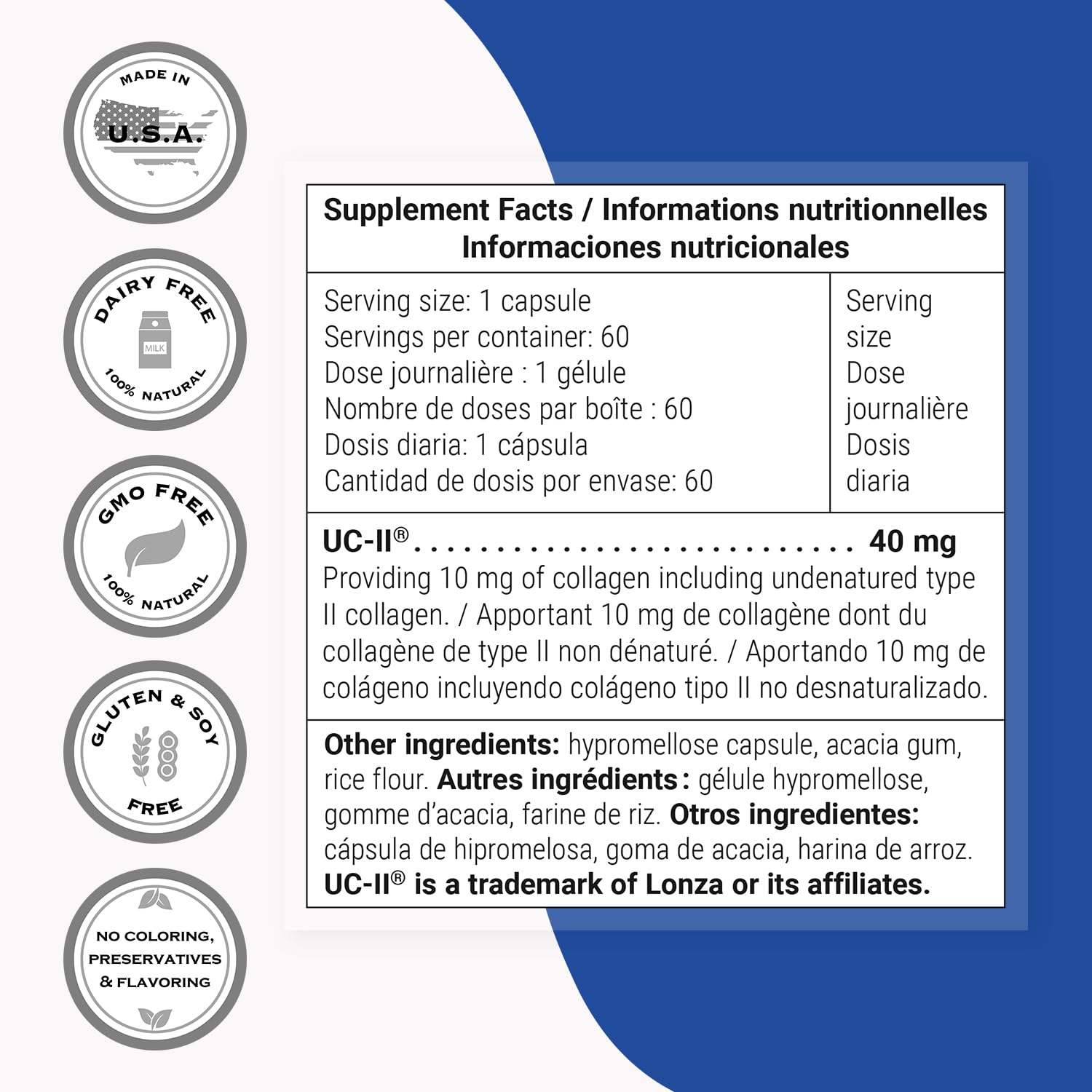 Supersmart UC-II capsule closeup for convenient nightly intake.