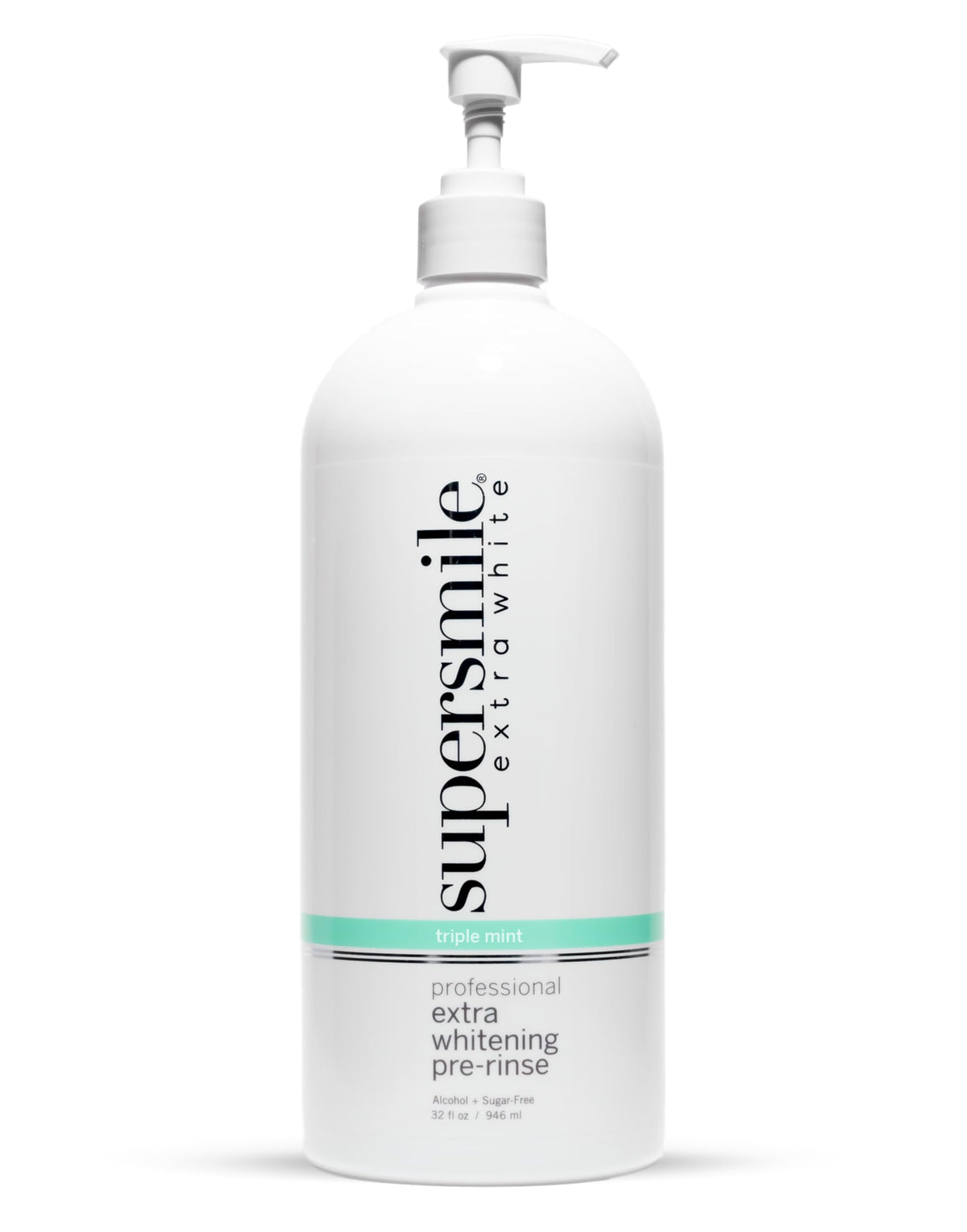 Supersmile Jumbo Extra Whitening Pre-Rinse bottle for a refreshing pre-whitening boost.