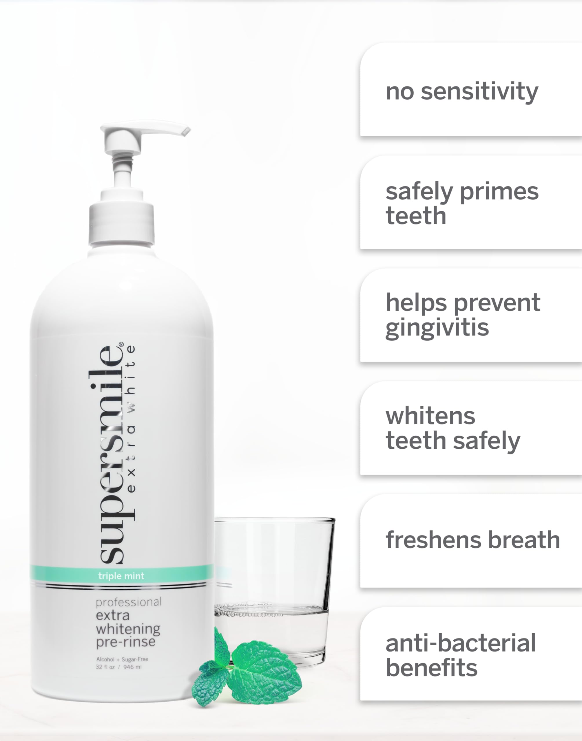 Supersmile pre-rinse mint foam ready for daily use.