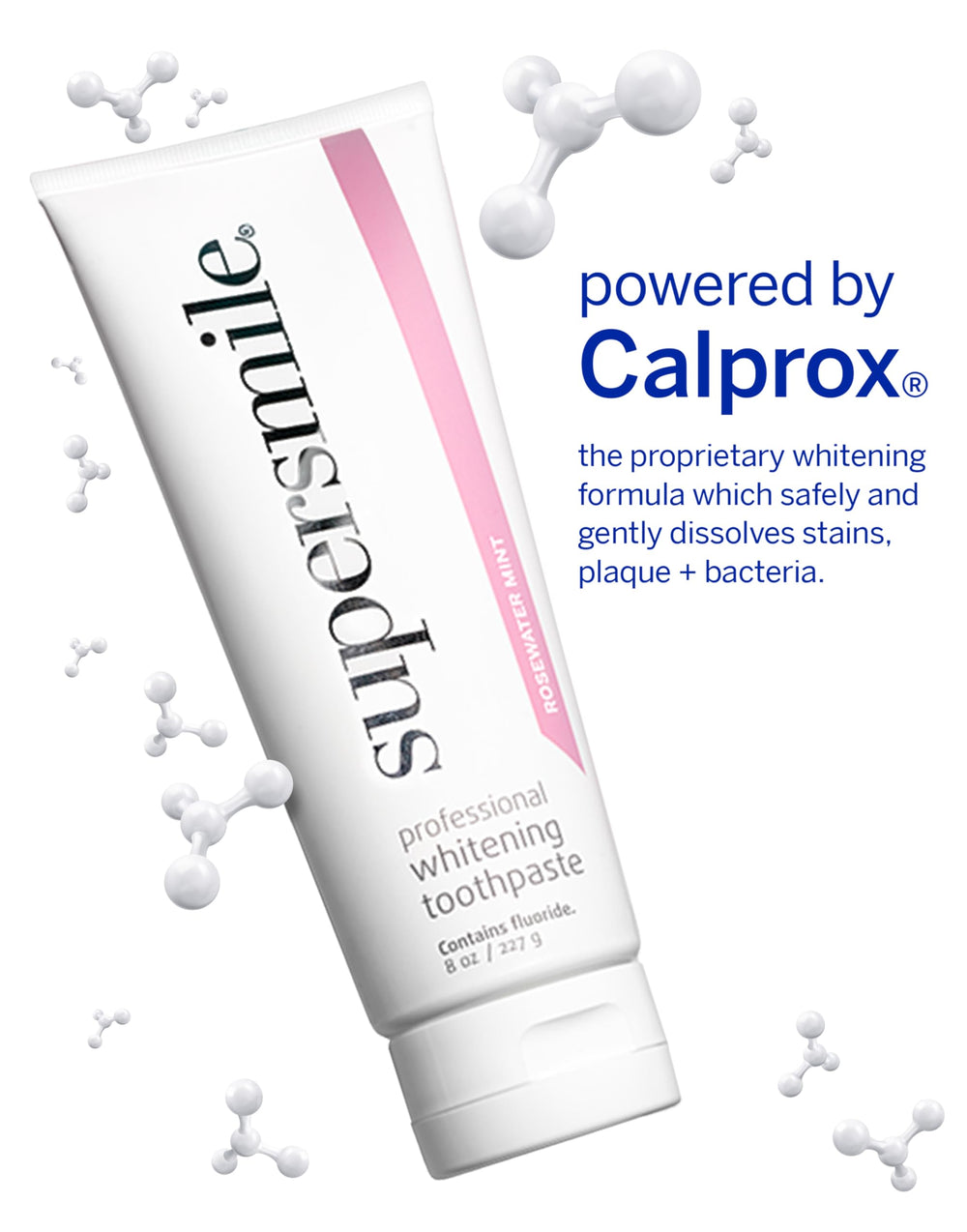 Supersmile Rosewater Mint toothpaste tube close-up