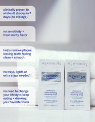 Supersmile Superstrips designed for sensitive teeth with enamel-safe formula.