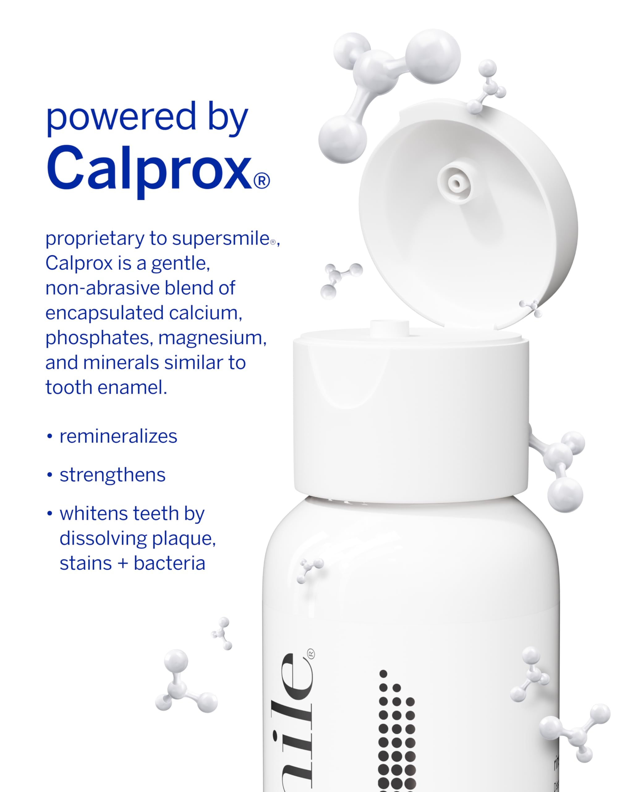 Supersmile triple-use whitening powder measuring spoon showing precise dosage