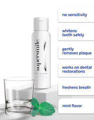 Supersmile triple-use whitening powder rinsed in a glass for quick refreshment