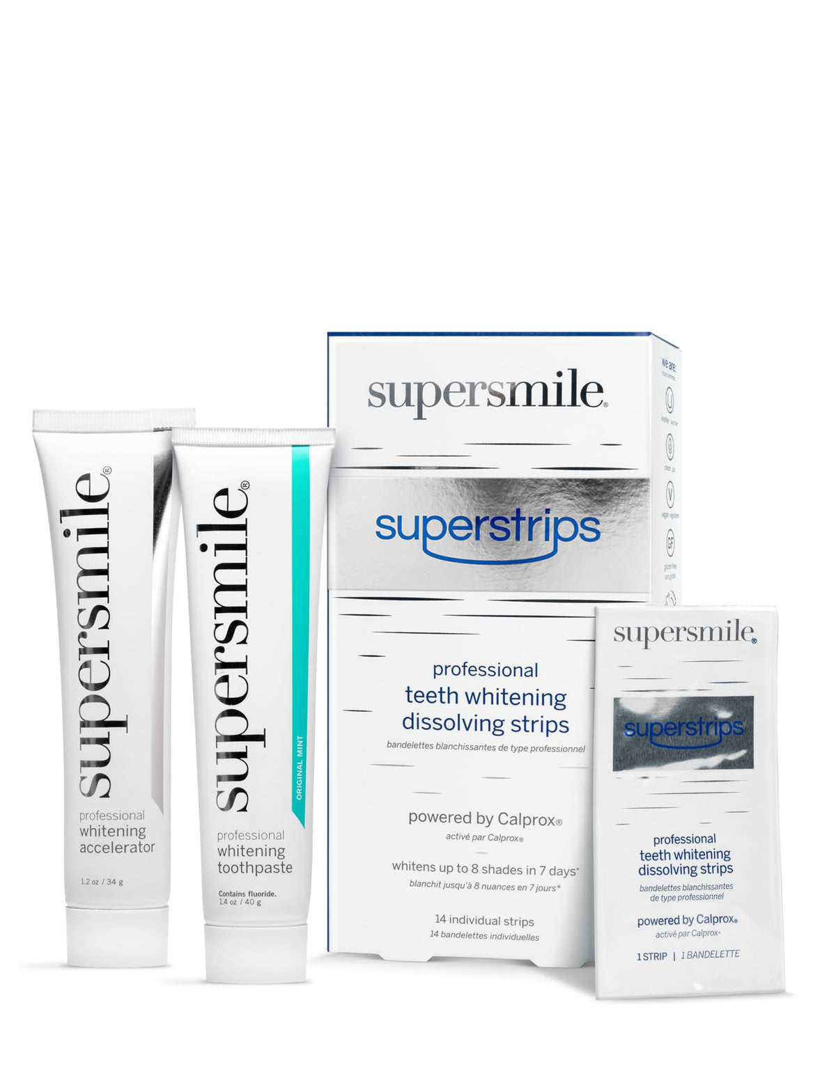 Supersmile whitening system toothpaste tube for daily whitening routine