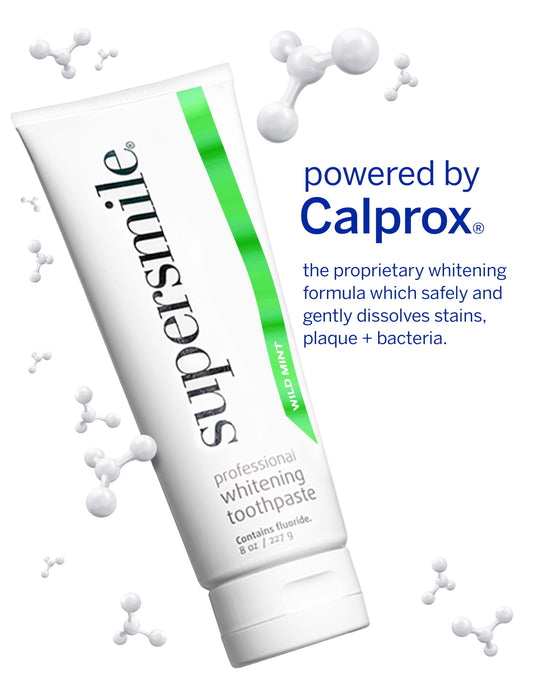 Supersmile Wild Mint toothpaste tube highlighting fluoride for enamel protection