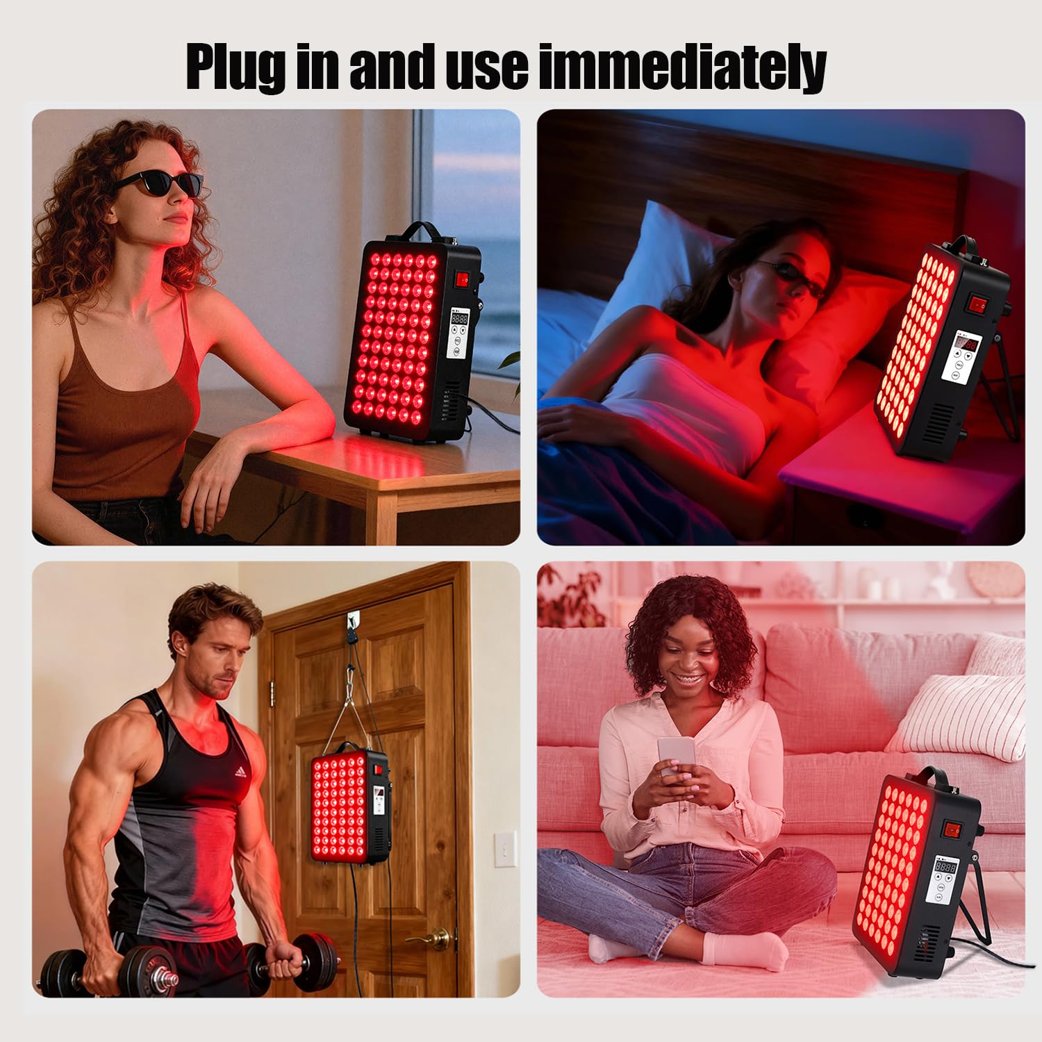 Supersred full-body panel setup with stand enables convenient at-home sessions.