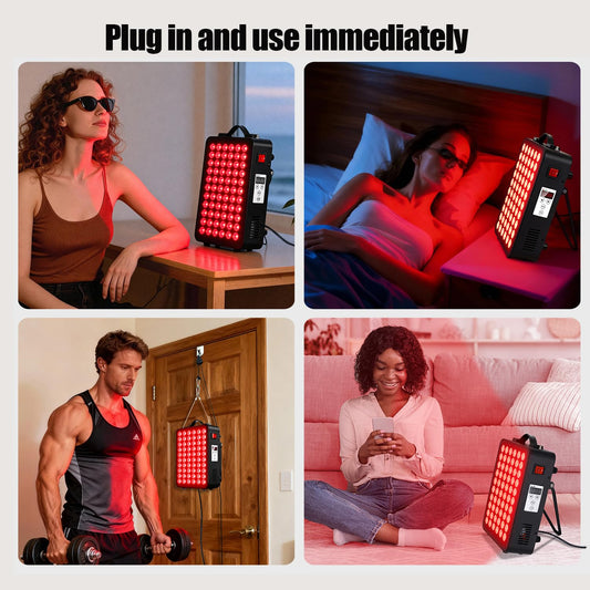 Supersred full-body panel setup with stand enables convenient at-home sessions.