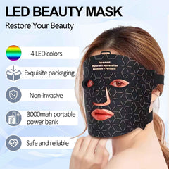 Supersred LED mask showing four color modes for versatile treatment