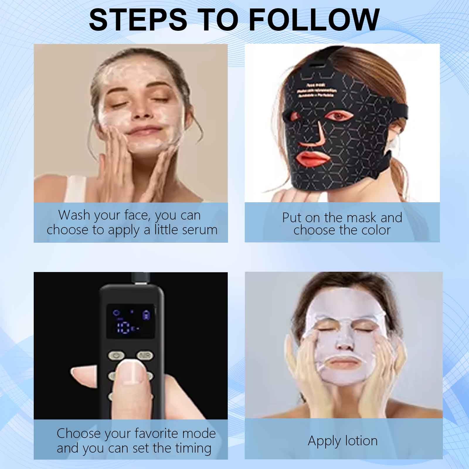 Supersred user wearing the mask during a home skincare routine