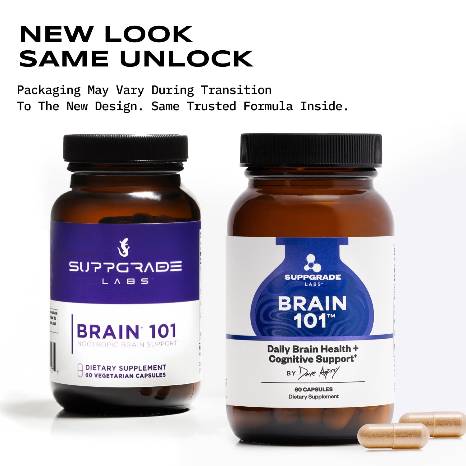 Suppgrade Labs Brain 101 capsules closeup for easy daily use